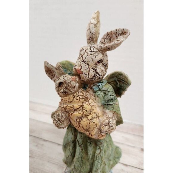 Ks Collection Mom Baby Figurine Limited Edition Bunny Green Dress Wings 838946 - Picture 9 of 11